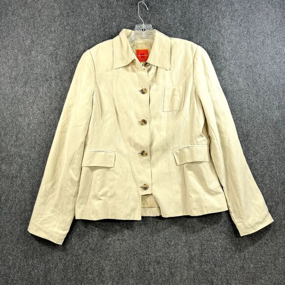 Isaac Mizrahi Jackets & Blazers - Isaac Mizrahi Blazer Women's 12 Linen Silk Blend Beige Fully Lined Jacket